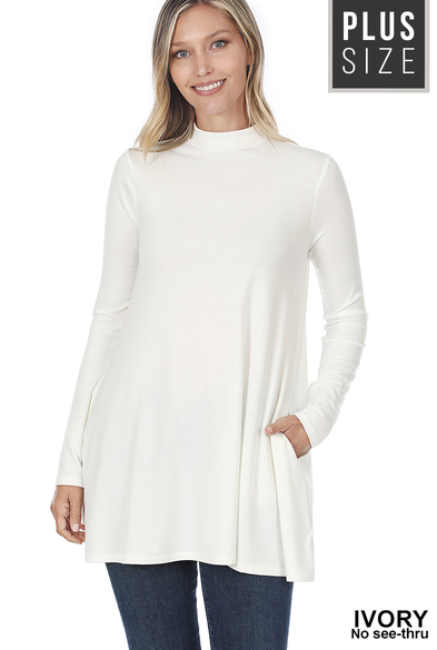 Plus Ivory long sleeve tunic