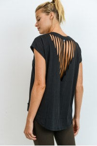 Black Cutout Back Leisure top