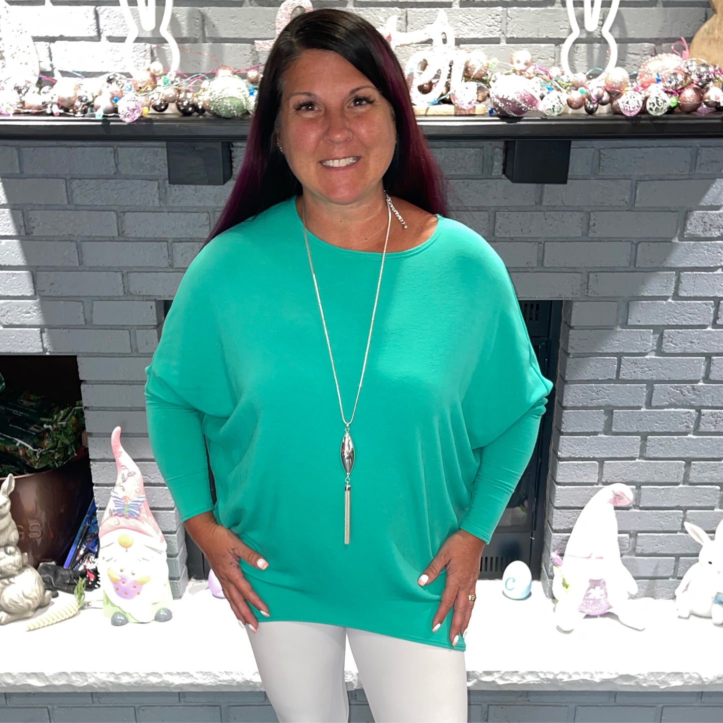 Arcadia Green French Terry Dolman Sleeve top