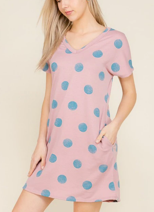 Mauve Polka Dot Dress