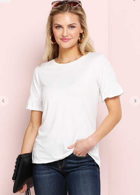 Plus Off White Ruffle Top