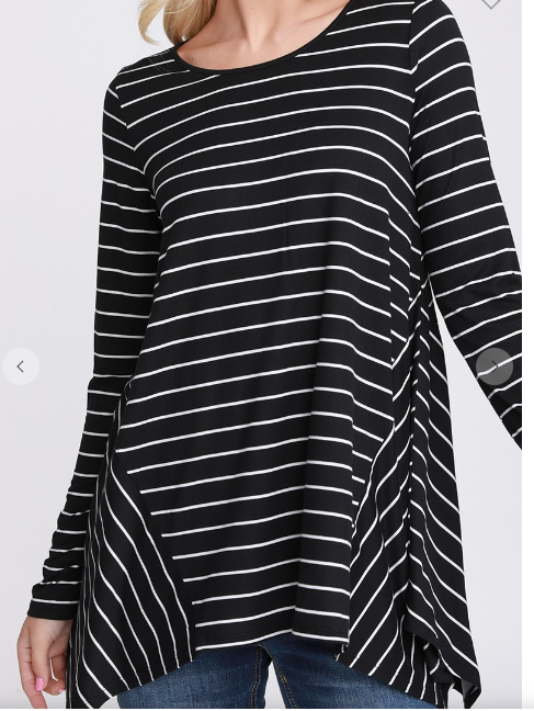Black White Stripe Handkerchief Top