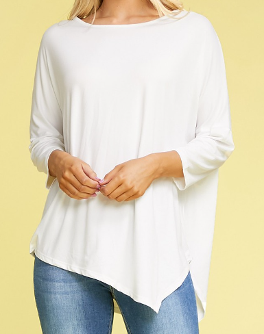 Off White Asymmetrical Hem Top