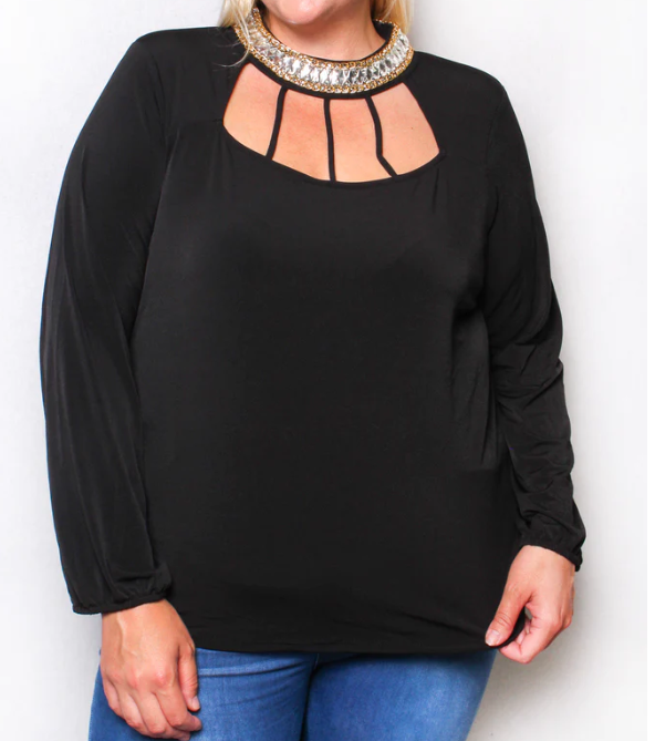 Plus Black Jewel Top