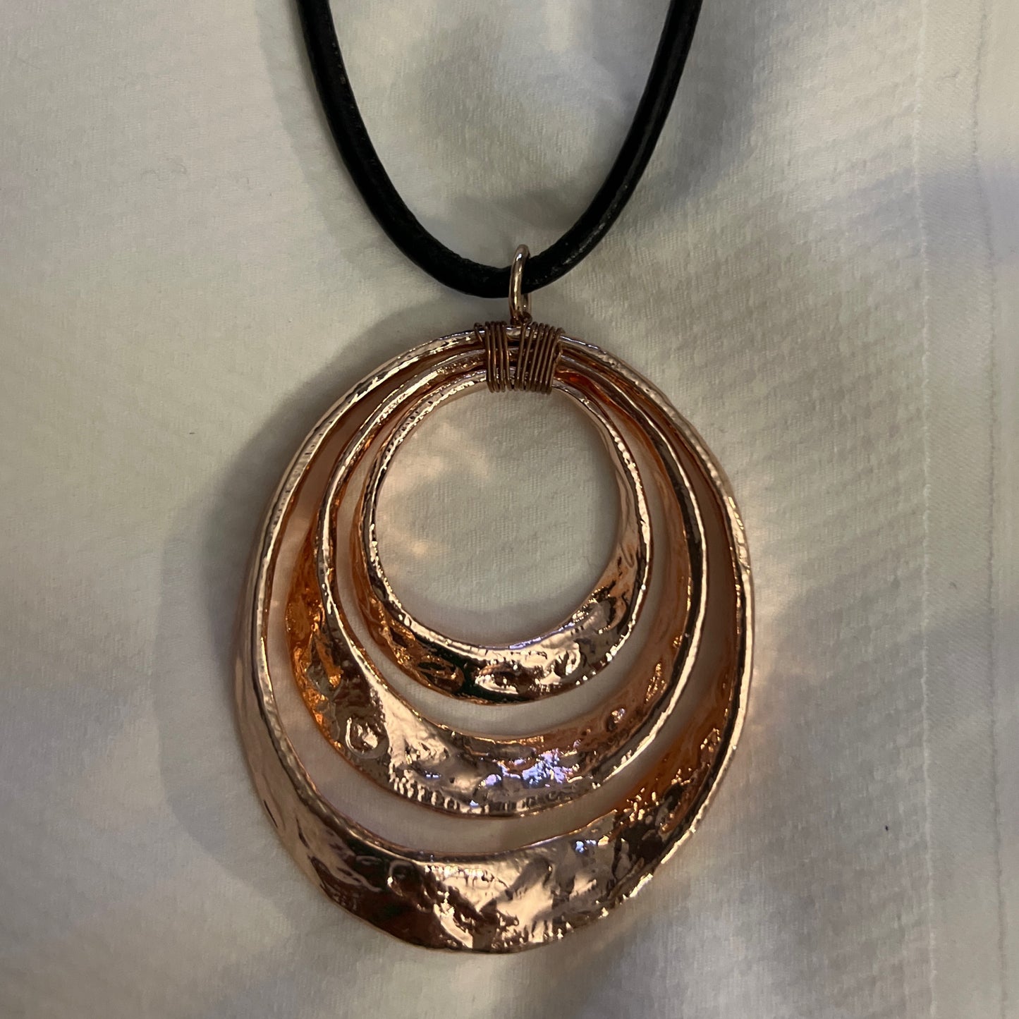 J35 rose gold short hammered multi ring