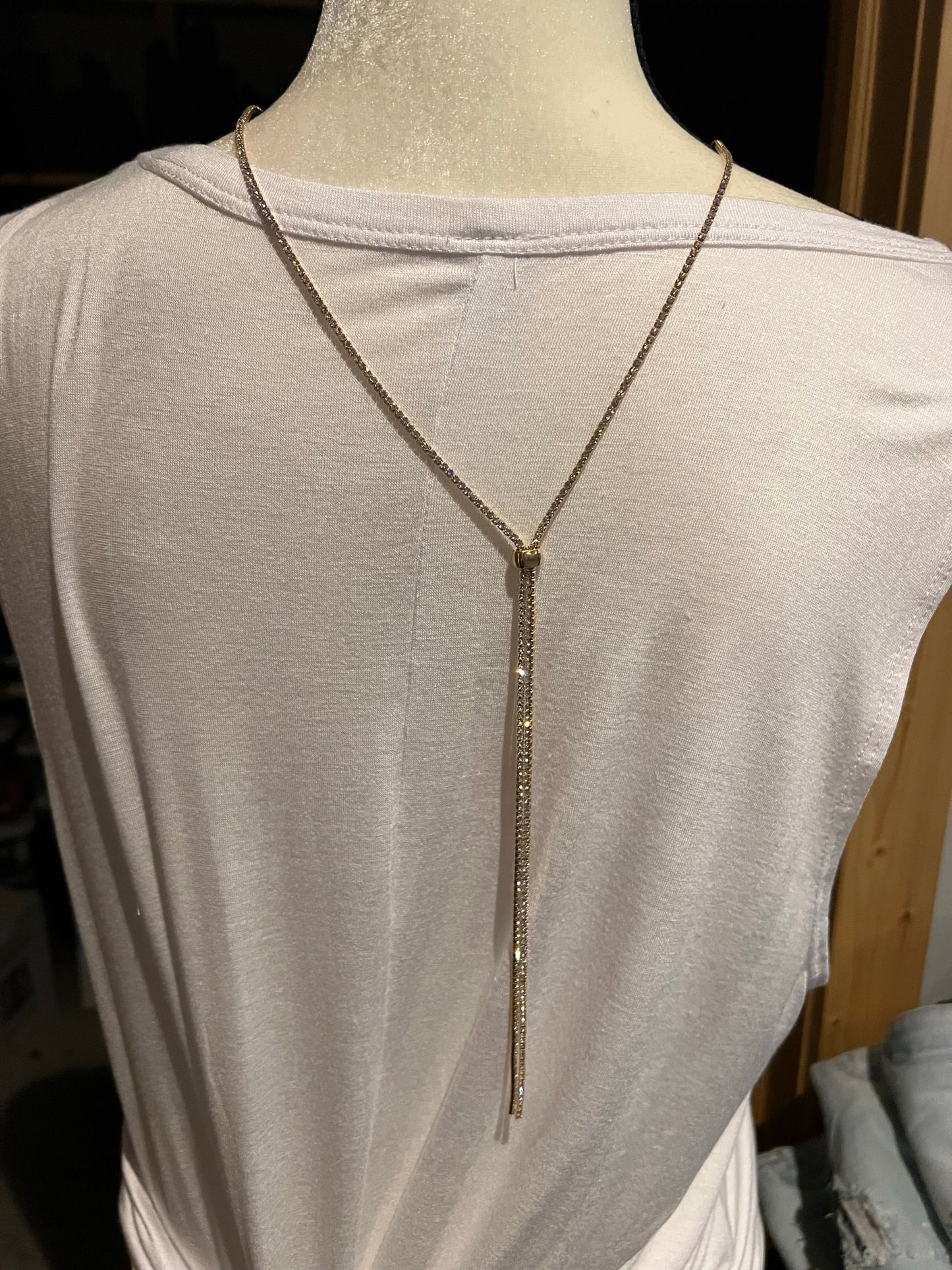 J48- gold rhinestone adjustable necklace