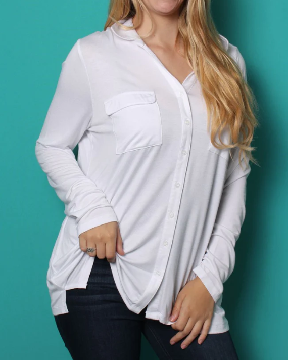 White long sleeve button down