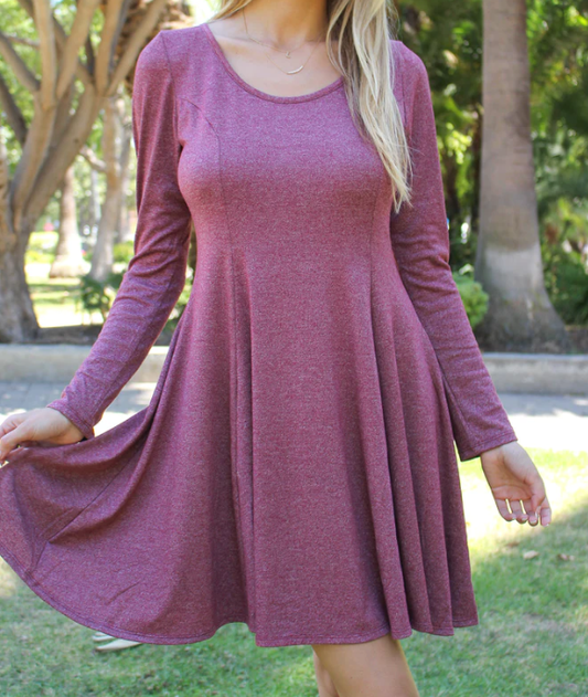 Burgundy Scoop Mini Dress